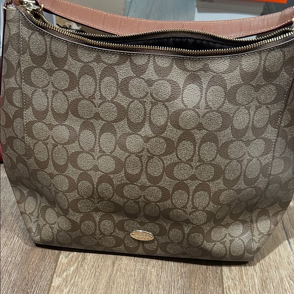 Brown Patterned Coach  Shoulder Bag - Picture 1 of 5